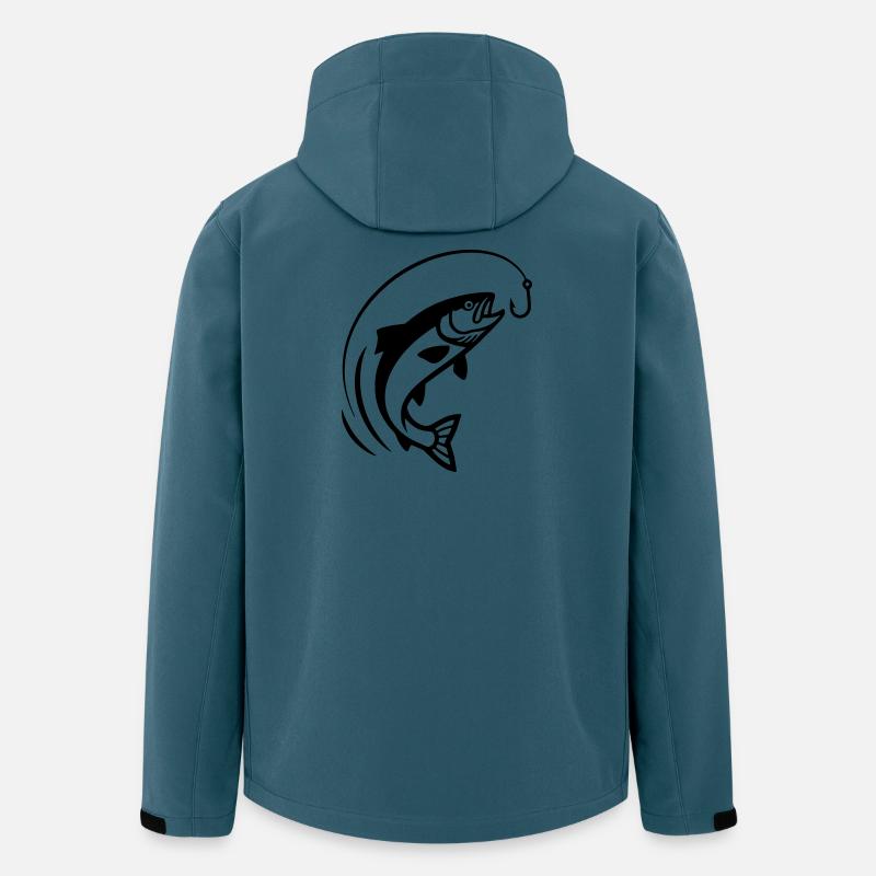 Action de morsure d’hameçon sauteur - Veste softshell homme en polyester recyclé Stanley/Stella - bleu pétrole foncé