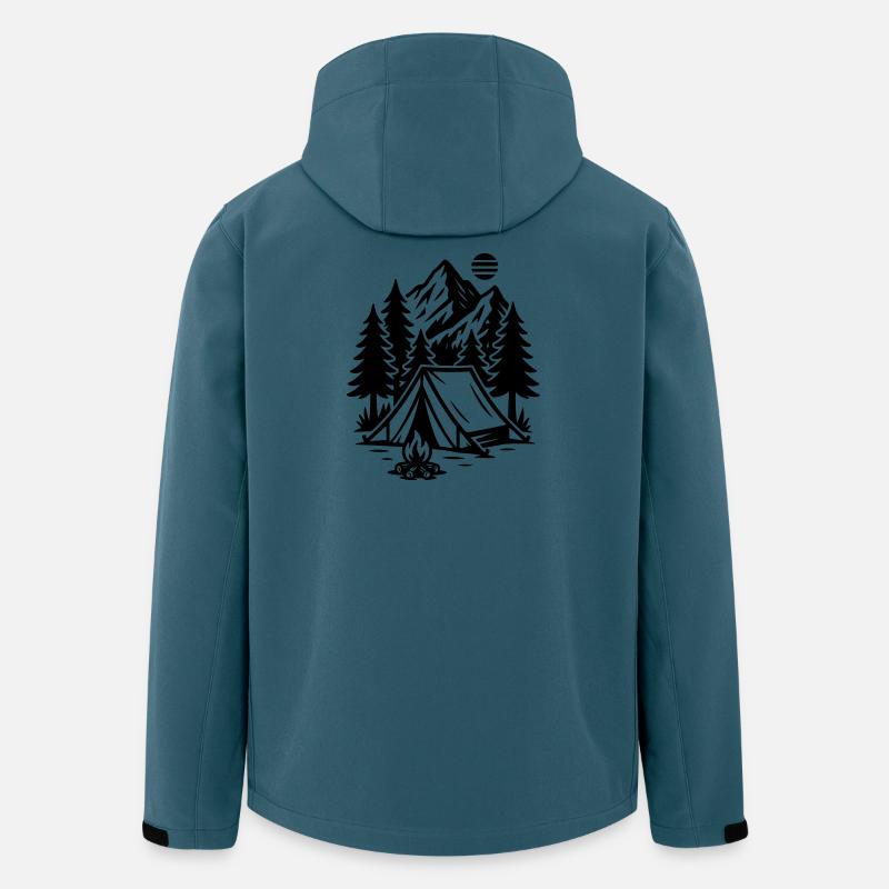 Camping Zelt Berge Wald - Recycelte Männer Softshell-Jacke von Stanley/Stella - Dunkles Petrol