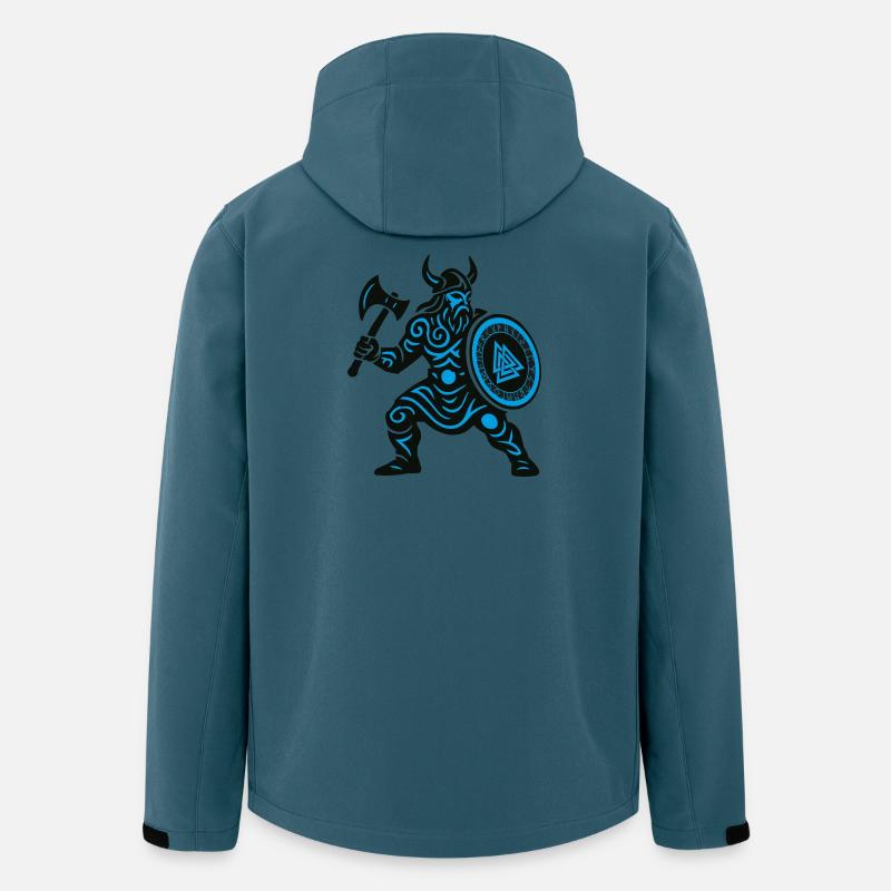 Guerrier Runique Viking à la hache - Veste softshell homme en polyester recyclé Stanley/Stella - bleu pétrole foncé