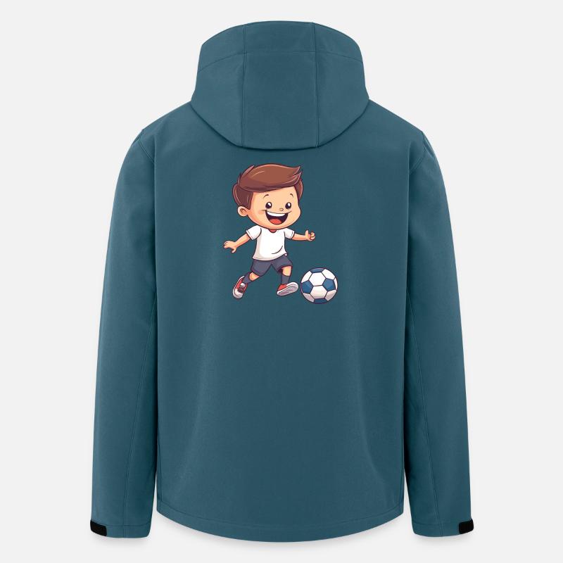 Kicker-Junior: Fröhlicher Junge Fußball - Recycelte Männer Softshell-Jacke von Stanley/Stella - Dunkles Petrol