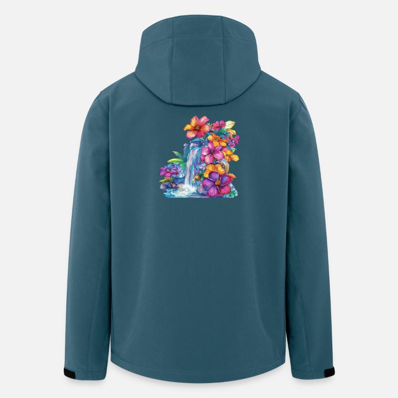 Cascade de fleurs à la cascade - Veste softshell homme en polyester recyclé Stanley/Stella - bleu pétrole foncé