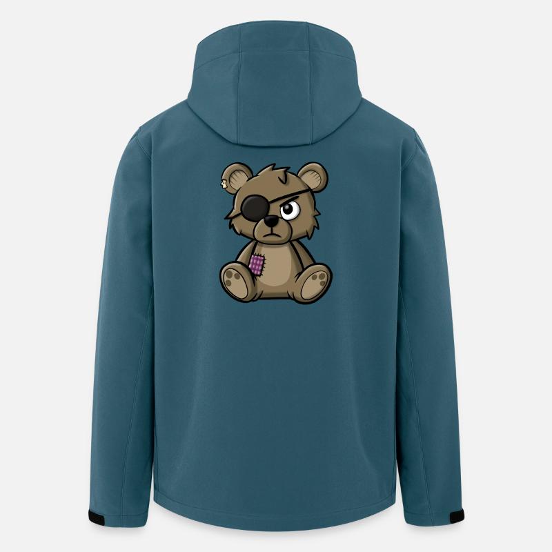 Ours en peluche avec cache-œil - Veste softshell homme en polyester recyclé Stanley/Stella - bleu pétrole foncé