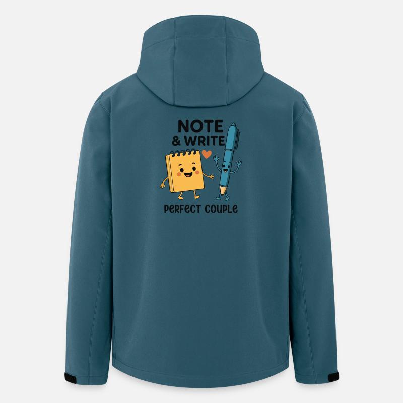 Note & Write Perfect Couple Fun Design - Veste softshell homme en polyester recyclé Stanley/Stella - bleu pétrole foncé
