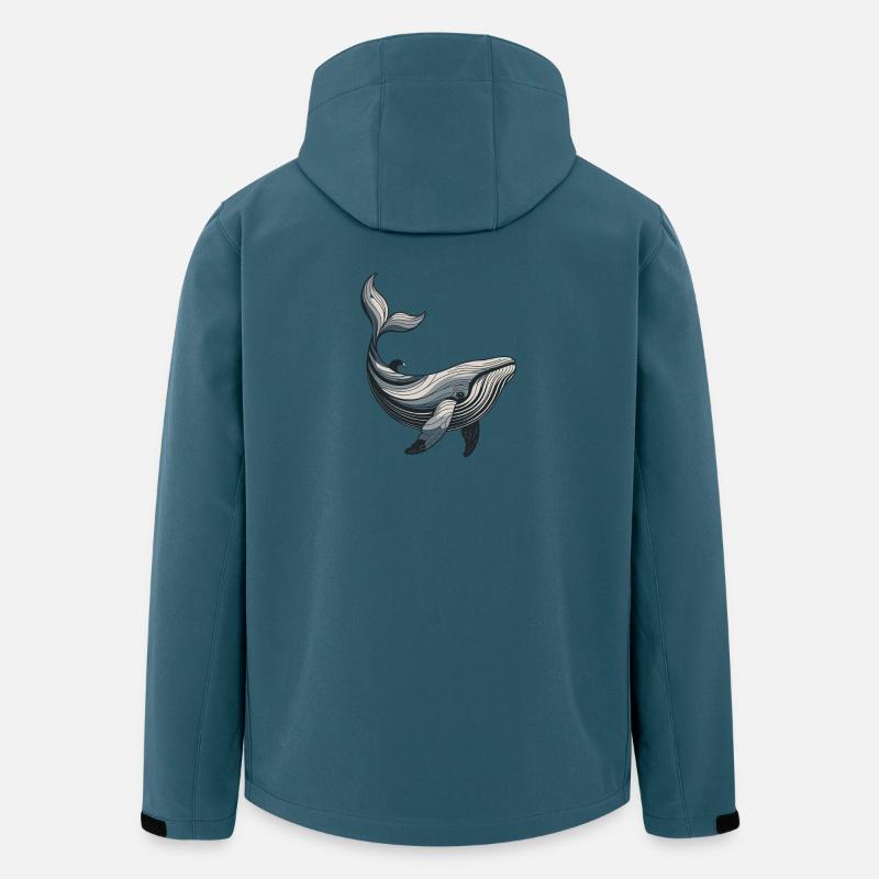 Linienwal: Blaues Waldesign - Recycelte Männer Softshell-Jacke von Stanley/Stella - Dunkles Petrol