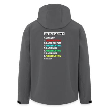 Mein perfekter Tag Gewichtheben Lustiges Fitnessstudio Workout Gif - Recycelte Männer Softshell-Jacke von Stanley/Stella - Anthrazit - Hinten - AI Model Male 185 light (185cm)