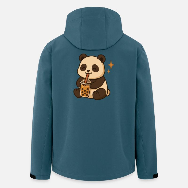 Panda mit Bubble Tea kawaii Panda - Recycelte Männer Softshell-Jacke von Stanley/Stella - Dunkles Petrol