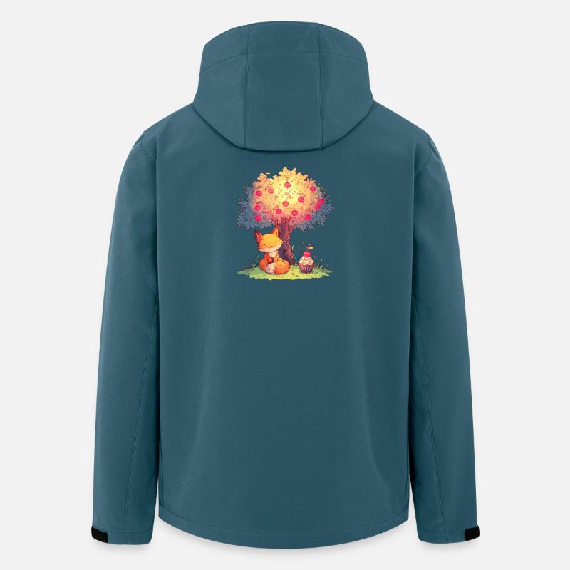 Renard sur le pommier avec cupcake - Veste softshell homme en polyester recyclé Stanley/Stella - bleu pétrole foncé