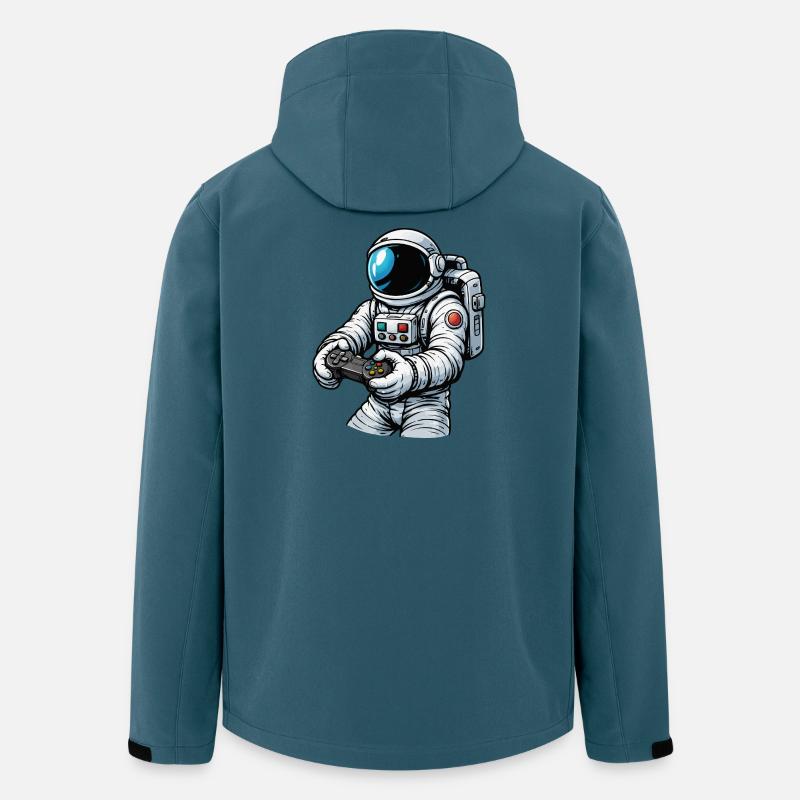 Astronaute avec manette de jeu - Veste softshell homme en polyester recyclé Stanley/Stella - bleu pétrole foncé