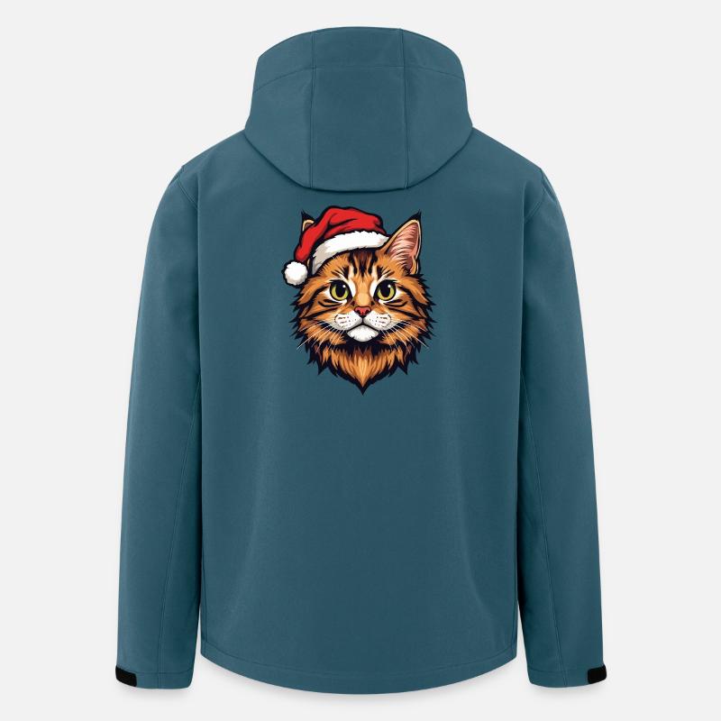 Weihnachtskatze mit Santa-Hut - Recycelte Männer Softshell-Jacke von Stanley/Stella - Dunkles Petrol