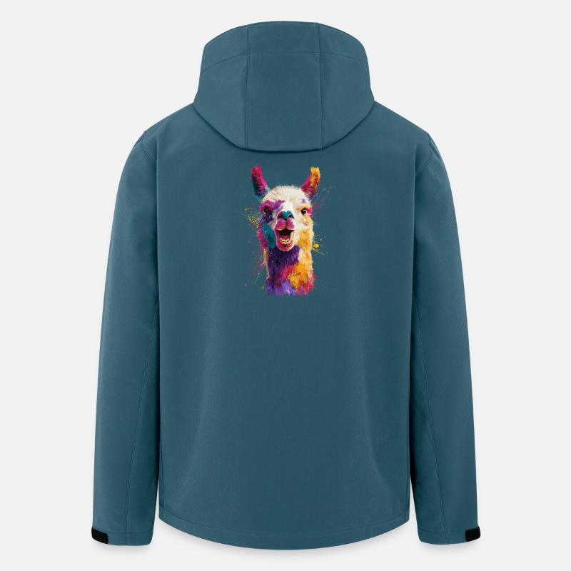 Farbenfrohe Llama Explosion - Recycelte Männer Softshell-Jacke von Stanley/Stella - Dunkles Petrol
