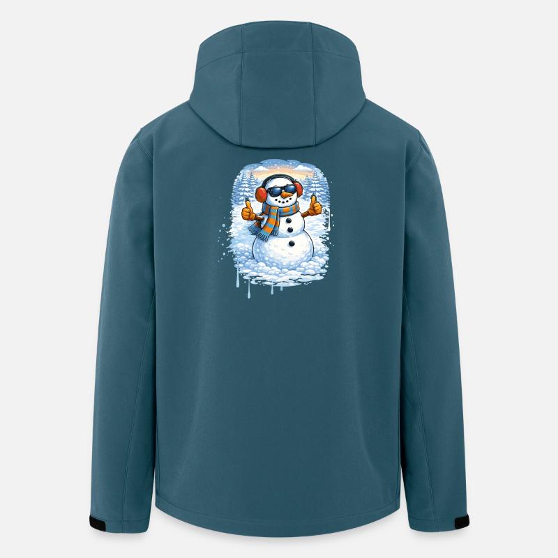Cooler Schneemann mit Sonnenbrille – Winterspaß - Recycelte Männer Softshell-Jacke von Stanley/Stella - Dunkles Petrol