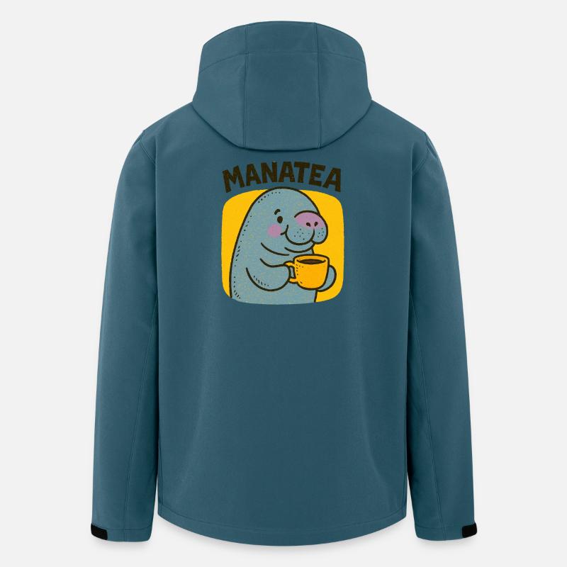 Manatea-Jubel: Manati schlürft Tee - Recycelte Männer Softshell-Jacke von Stanley/Stella - Dunkles Petrol