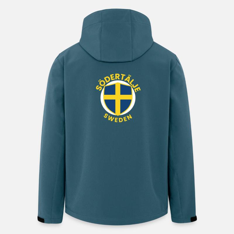 Logo du drapeau du Bouclier suédois - Veste softshell homme en polyester recyclé Stanley/Stella - bleu pétrole foncé