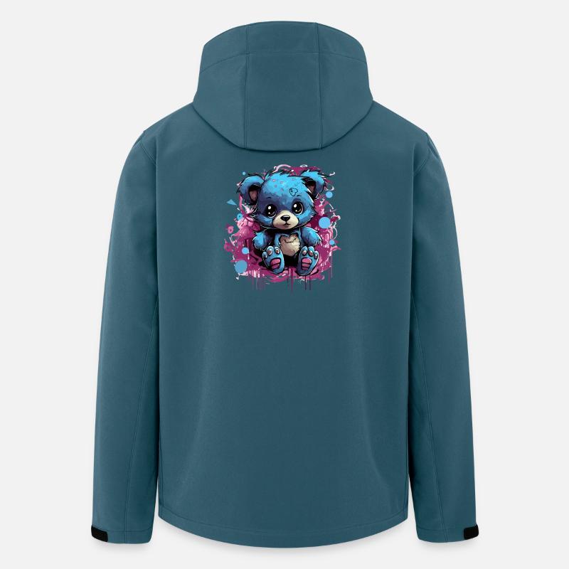 Blue Cuddly Bear Graffiti Pop - Veste softshell homme en polyester recyclé Stanley/Stella - bleu pétrole foncé