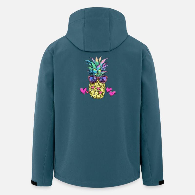 Bunte Ananas mit Sonnenbrille - Recycelte Männer Softshell-Jacke von Stanley/Stella - Dunkles Petrol