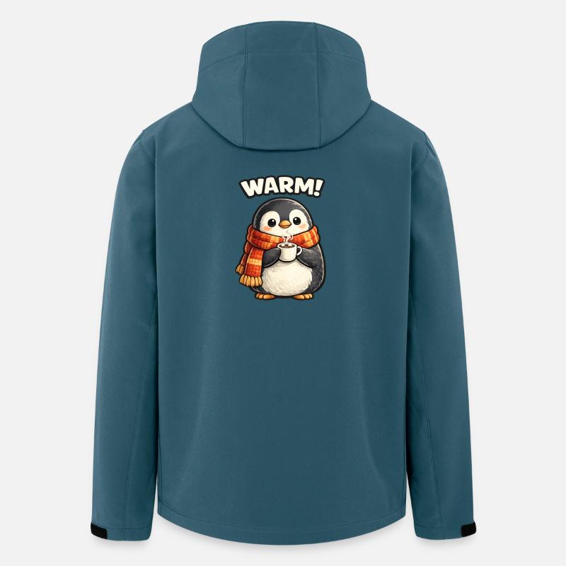 Wärmender Pinguin mit Kaffee - Recycelte Männer Softshell-Jacke von Stanley/Stella - Dunkles Petrol