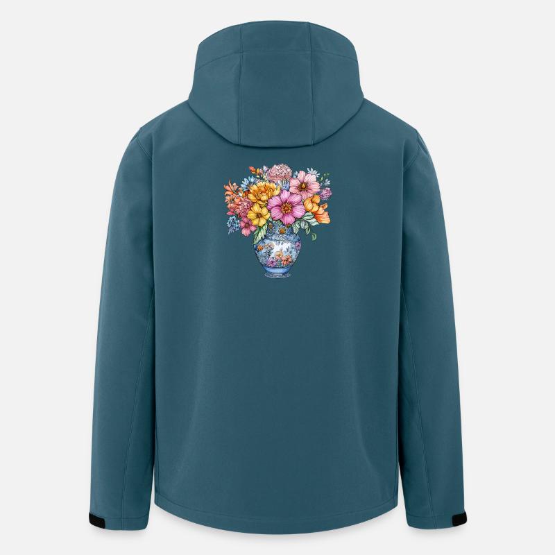 Blumenstrauß in blauer Delft-Vase - Recycelte Männer Softshell-Jacke von Stanley/Stella - Dunkles Petrol