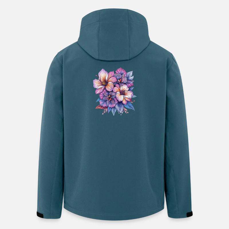Explosion de couleurs Fleurs - Veste softshell homme en polyester recyclé Stanley/Stella - bleu pétrole foncé