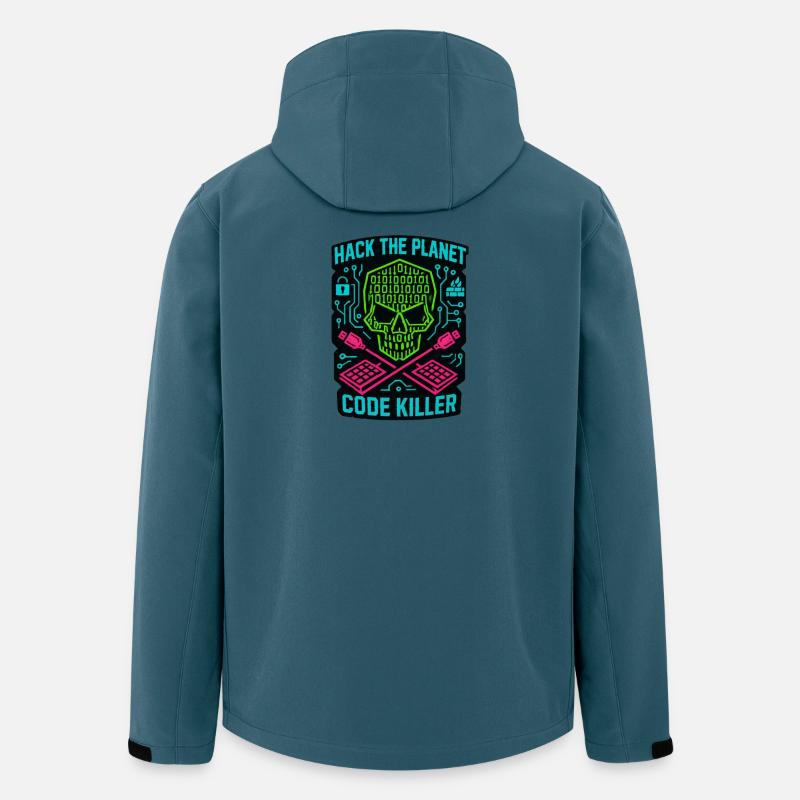 Hack the Planet Code Killer - Cybersécurité - Veste softshell homme en polyester recyclé Stanley/Stella - bleu pétrole foncé