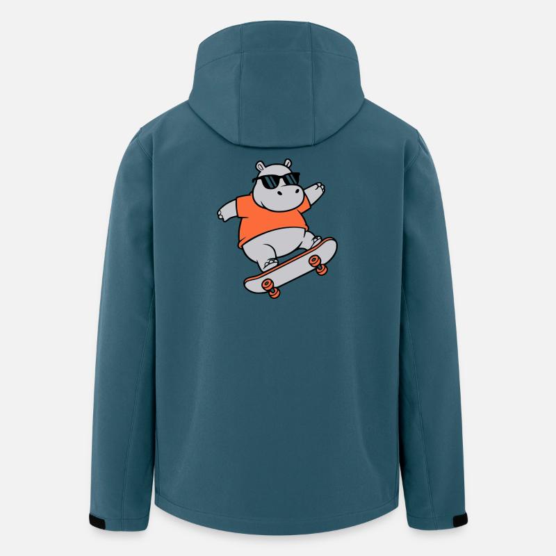 Cooles Nilpferd Skater Skateboard Vektor - Recycelte Männer Softshell-Jacke von Stanley/Stella - Dunkles Petrol