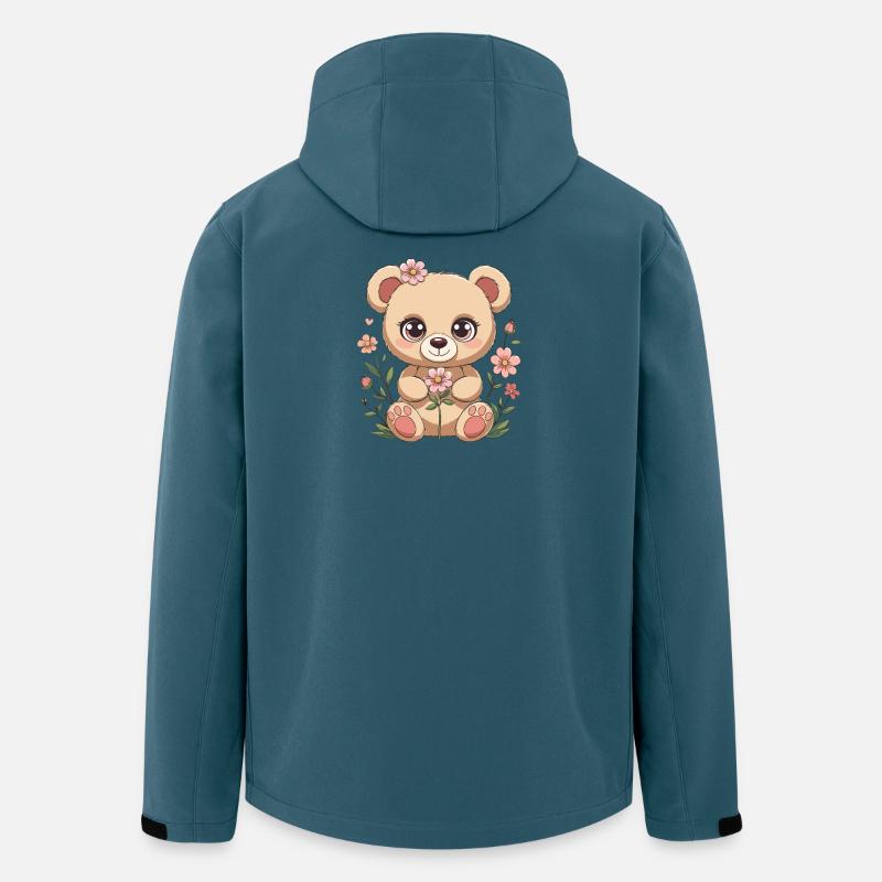 Ours en peluche avec des fleurs - Veste softshell homme en polyester recyclé Stanley/Stella - bleu pétrole foncé
