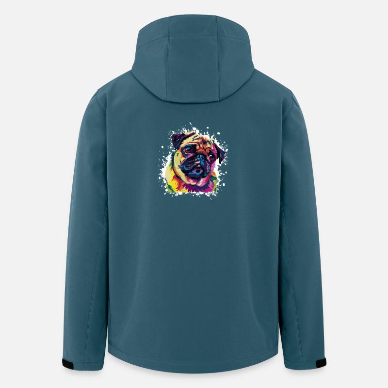 Hund Pug Tier Kunst - Recycelte Männer Softshell-Jacke von Stanley/Stella - Dunkles Petrol