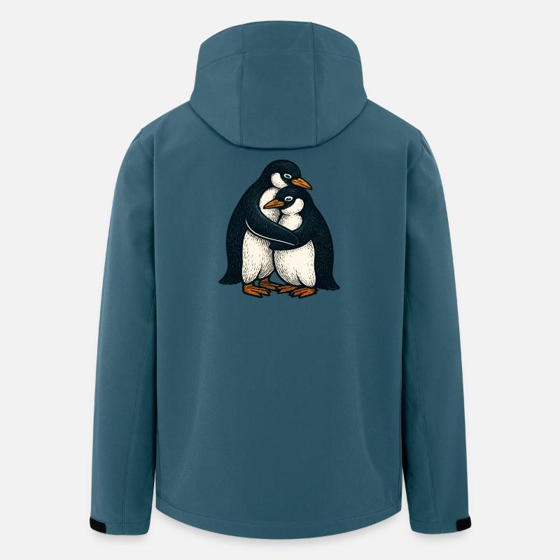 Pinguinpaar Kuschelzeit - Recycelte Männer Softshell-Jacke von Stanley/Stella - Dunkles Petrol
