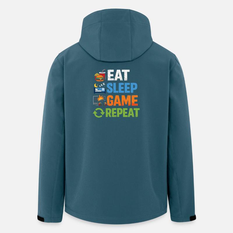 Essen Schlaf Gaming Wiederholen - Recycelte Männer Softshell-Jacke von Stanley/Stella - Dunkles Petrol