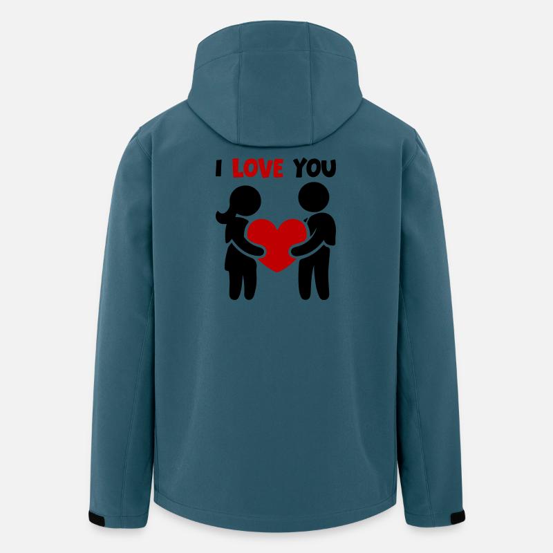 Jeg elsker dig - Par i forelsket hjerte - Stanley/Stella herre softshelljakke i genanvendt polyester Discoverer - mørk petrol