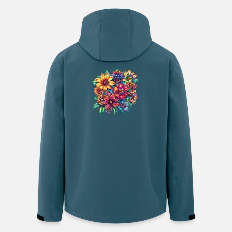Buntes Blütenfeuerwerk - Recycelte Männer Softshell-Jacke von Stanley/Stella - Dunkles Petrol