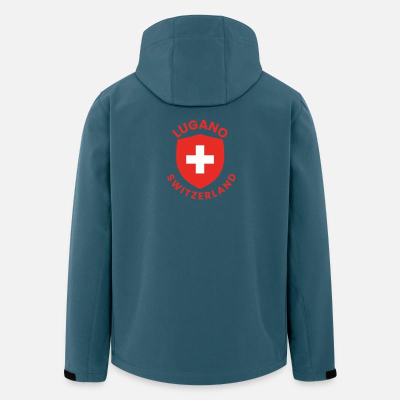 Lugano-Schild Schweizer Flagge - Recycelte Männer Softshell-Jacke von Stanley/Stella - Dunkles Petrol