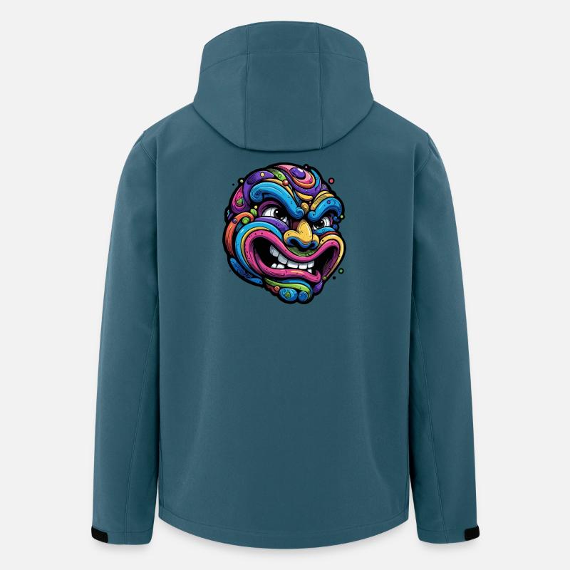 Bunte Gesichtsmasken-Kunst - Recycelte Männer Softshell-Jacke von Stanley/Stella - Dunkles Petrol