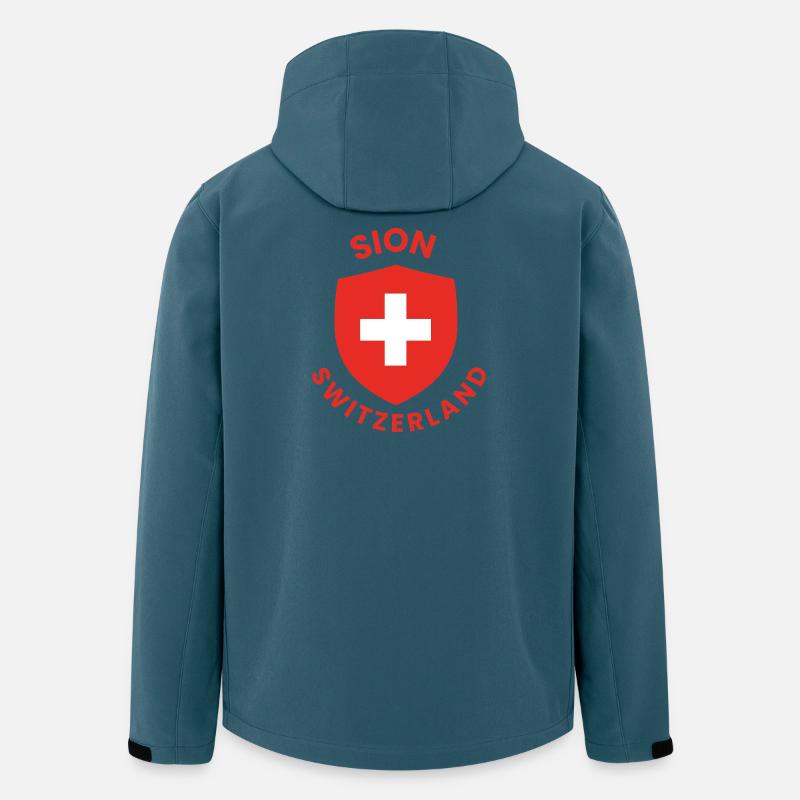 Emblème du Bouclier suisse de Sion - Veste softshell homme en polyester recyclé Stanley/Stella - bleu pétrole foncé