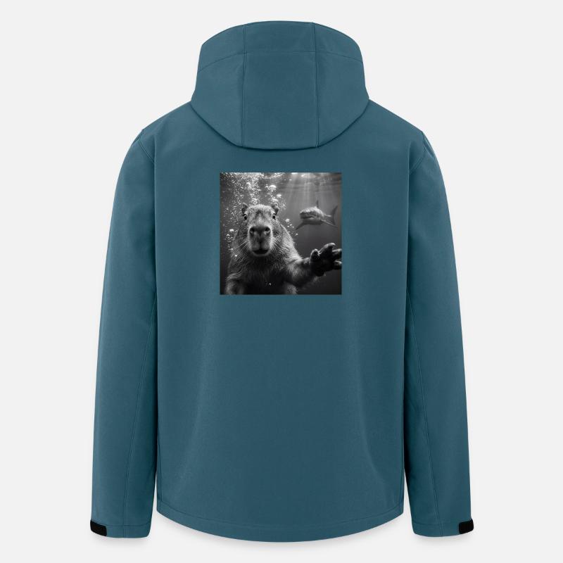 Capybara Selfie unter Wasser mit Hai - Recycelte Männer Softshell-Jacke von Stanley/Stella - Dunkles Petrol