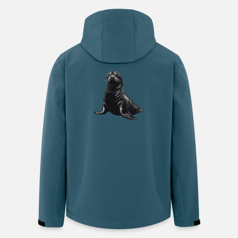 Schwarzer Seehund Portrait - Recycelte Männer Softshell-Jacke von Stanley/Stella - Dunkles Petrol