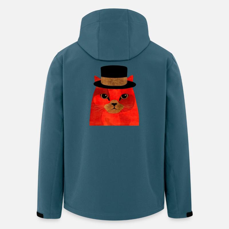 Coole rote Katze mit Zylinder - Recycelte Männer Softshell-Jacke von Stanley/Stella - Dunkles Petrol