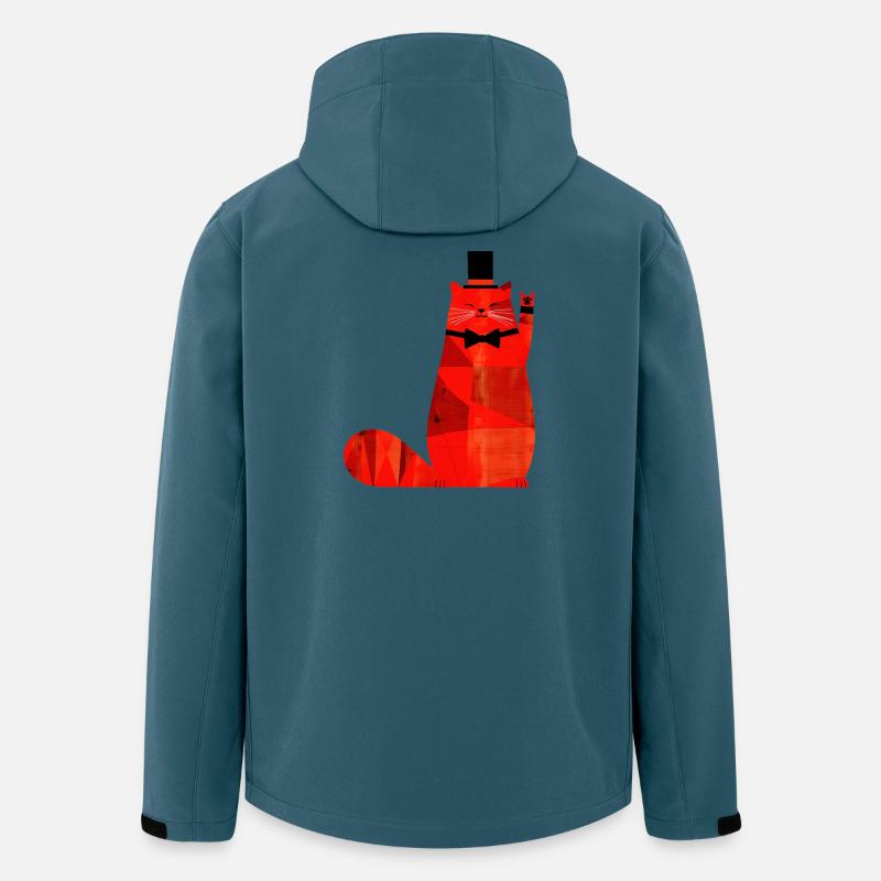 Rote Katze mit Fliege und Zylinder - Recycelte Männer Softshell-Jacke von Stanley/Stella - Dunkles Petrol