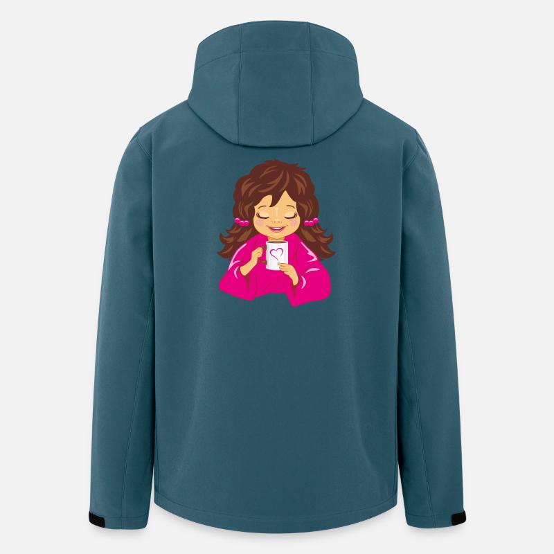 Smiling_girl_is_drinking_coffee - Recycelte Männer Softshell-Jacke von Stanley/Stella - Dunkles Petrol