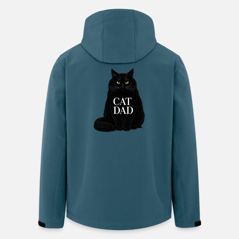 Cat Dad - Schwarze Katze Illustration Design - Recycelte Männer Softshell-Jacke von Stanley/Stella - Dunkles Petrol