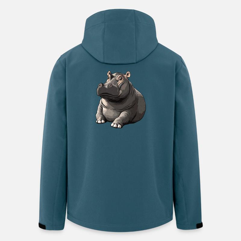 Stiller Hippo Cartoonstil - Recycelte Männer Softshell-Jacke von Stanley/Stella - Dunkles Petrol