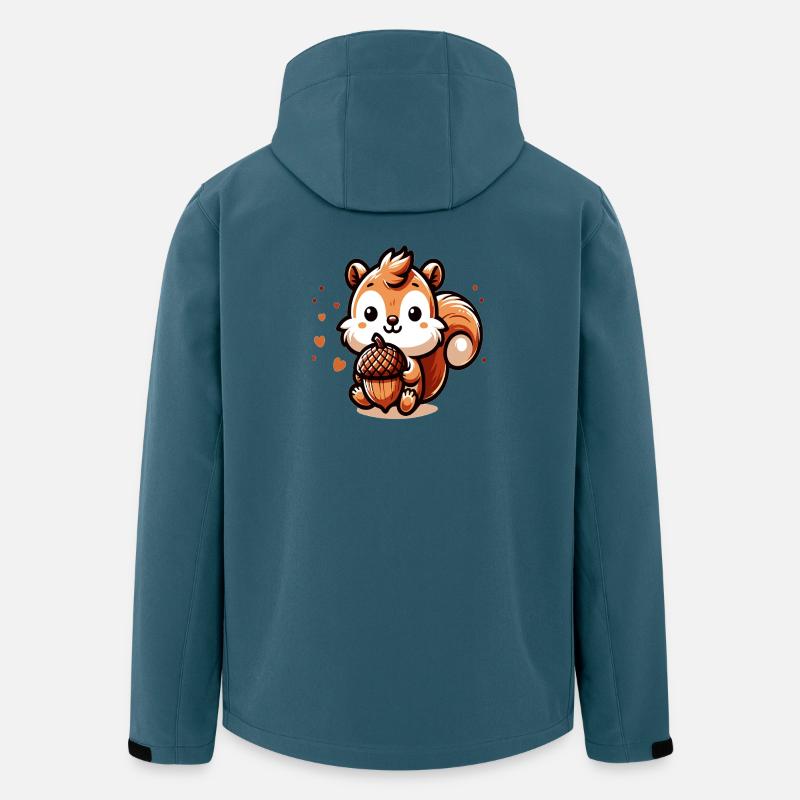 Süßes Eichhörnchen mit Herz-Eichel - Recycelte Männer Softshell-Jacke von Stanley/Stella - Dunkles Petrol