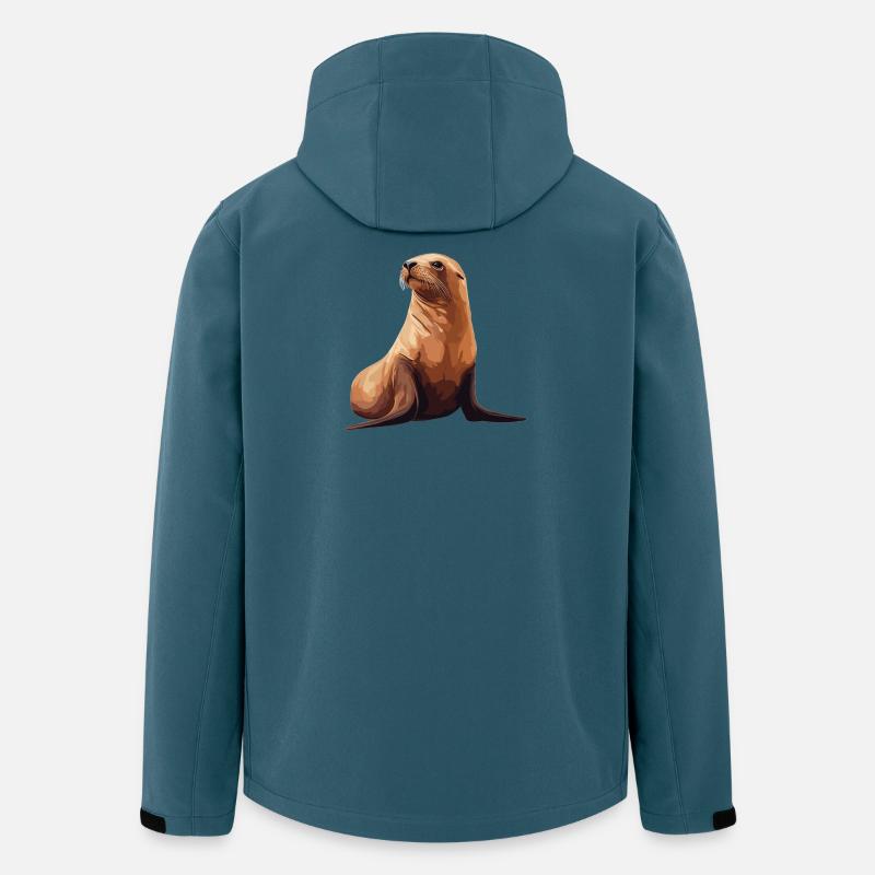 Lions de mer Lion de mer - Veste softshell homme en polyester recyclé Stanley/Stella - bleu pétrole foncé