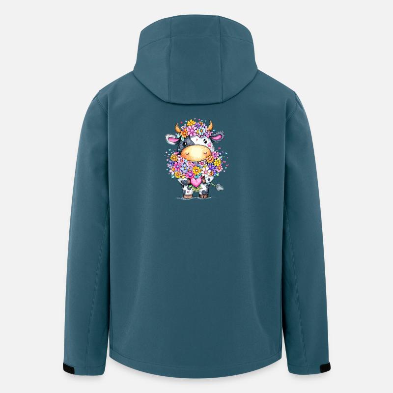 Kuh mit Blumenkranz - Recycelte Männer Softshell-Jacke von Stanley/Stella - Dunkles Petrol