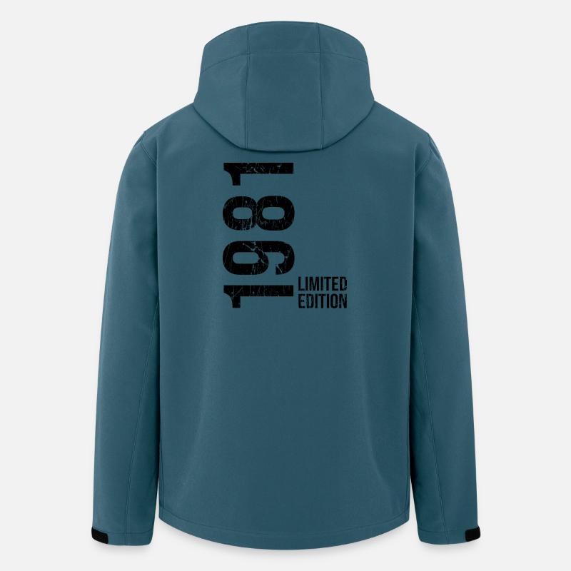 45 ans d’anniversaire millésime 1981 - Veste softshell homme en polyester recyclé Stanley/Stella - bleu pétrole foncé