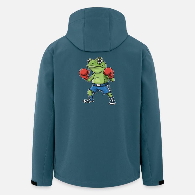 Boxender Frosch Cartoon - Recycelte Männer Softshell-Jacke von Stanley/Stella - Dunkles Petrol