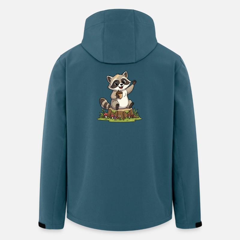 Waschbär am Waldbank mit Eichel - Recycelte Männer Softshell-Jacke von Stanley/Stella - Dunkles Petrol