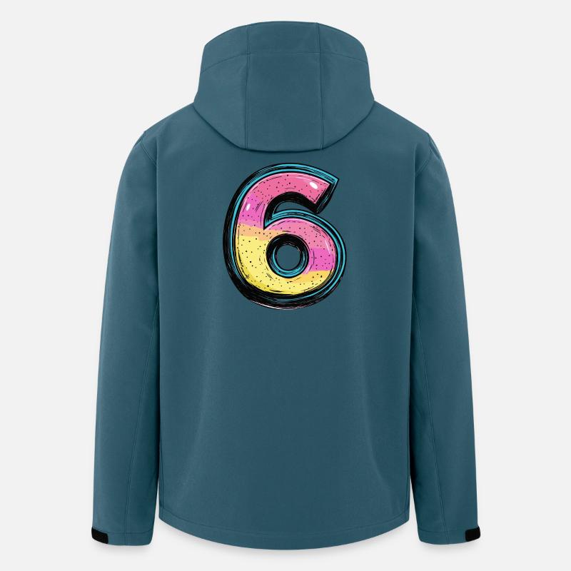 6 Zahl Bunt - Recycelte Männer Softshell-Jacke von Stanley/Stella - Dunkles Petrol