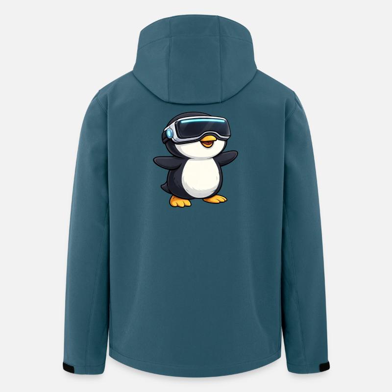 Joueur de réalité virtuelle Penguin mignon - Veste softshell homme en polyester recyclé Stanley/Stella - bleu pétrole foncé