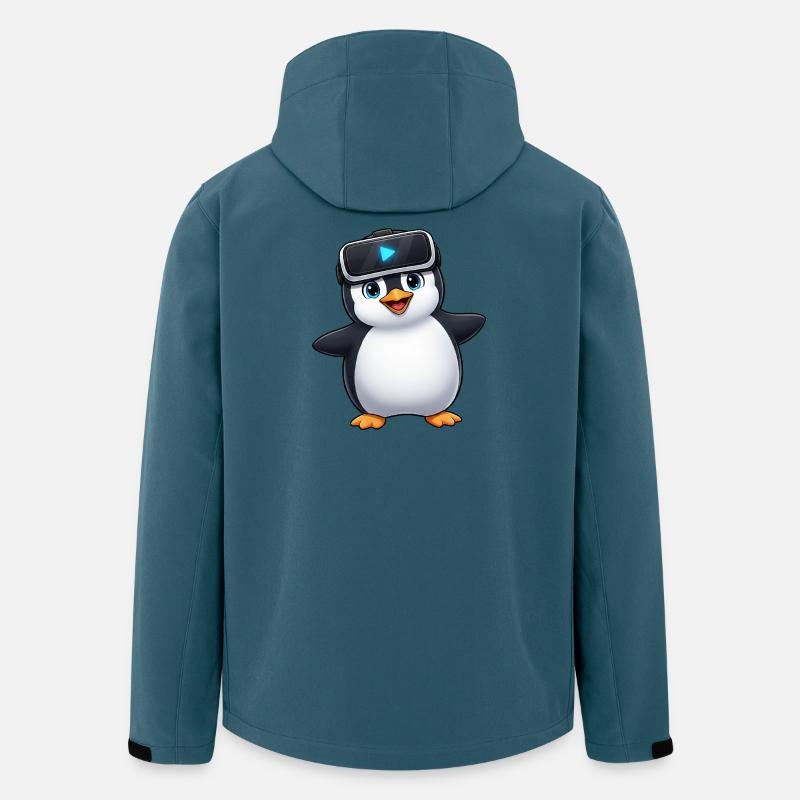 Jeu VR Penguin Virtual Reality Gamer - Veste softshell homme en polyester recyclé Stanley/Stella - bleu pétrole foncé
