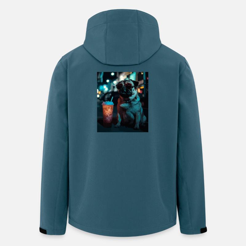 Neon-Pug im Nachtleben - Recycelte Männer Softshell-Jacke von Stanley/Stella - Dunkles Petrol